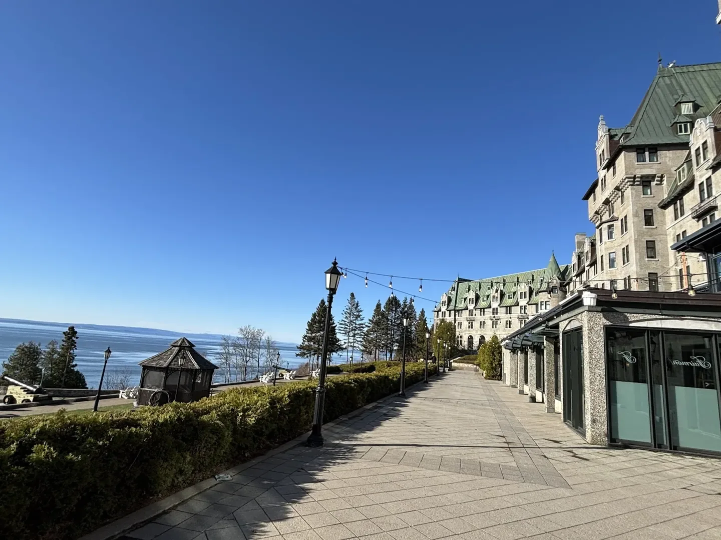 Waterfront hotel grounds in La Malbaie, Quebec
